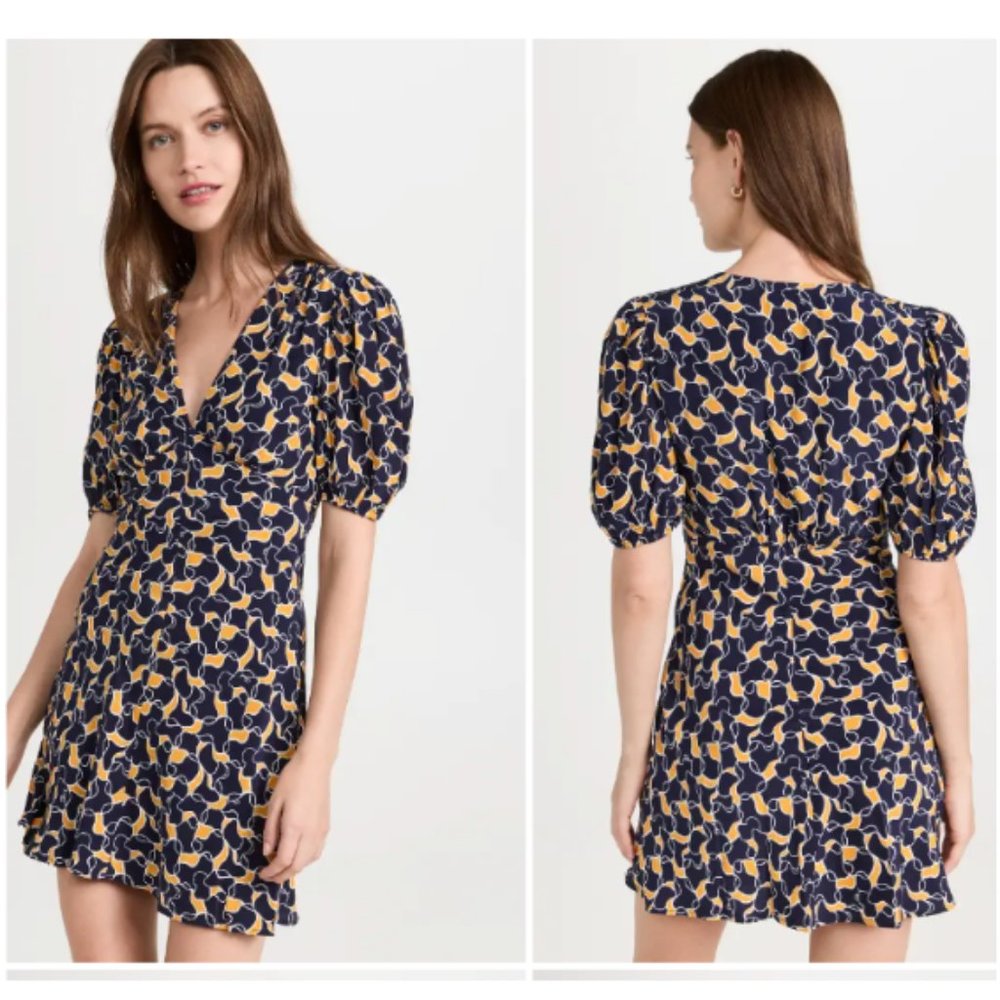 STAUD Milla Minidress in Navy Abstract Wave